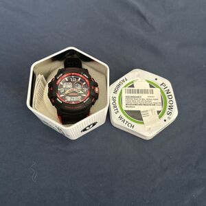 Pindows Fashion Sports Watch Military Digital Analog Black And Red